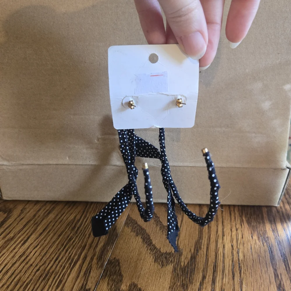 Polka Dot Fabric Earrings